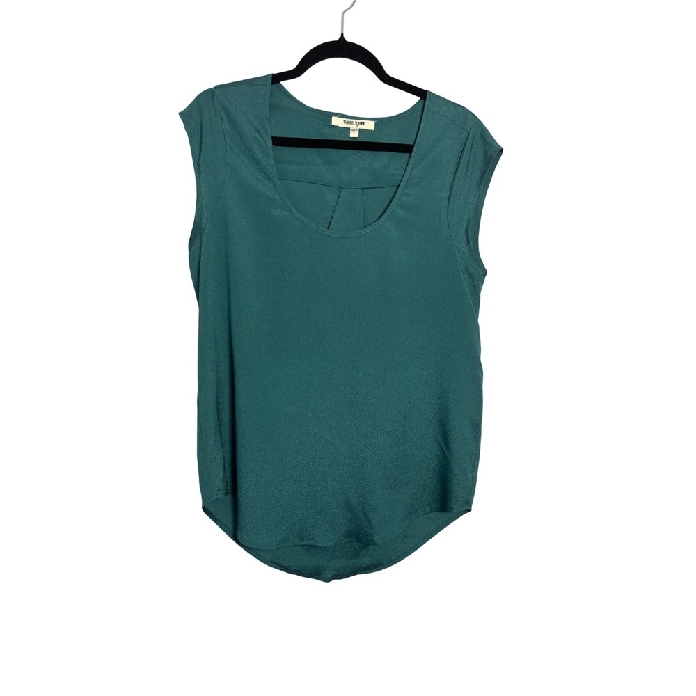 Daniel Rainn Womens Blouse S Teal Green Sleeveless Pleat Back Business Casual